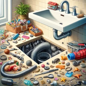 illustration of taking apart drain for unclogging